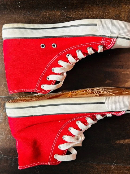 Classic Red Canvas High-Top Sneakers - Picture 8 of 8